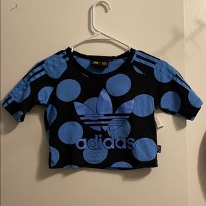 Adidas x Pharrell Williams blue polka dot crop top